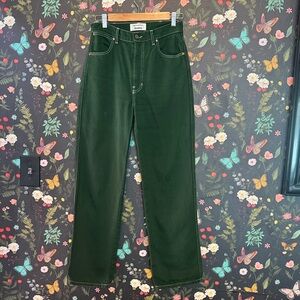 Reformation Dark Green Straight-Leg Jeans